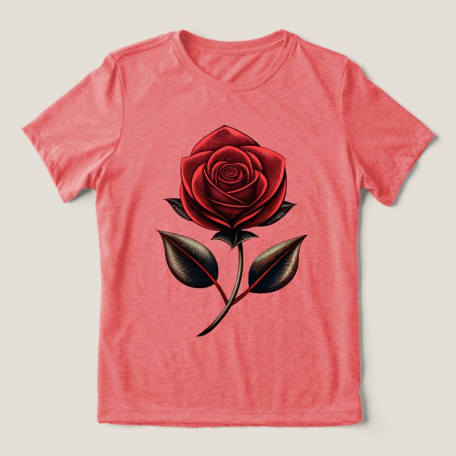 red rose Tri-Blend shirt (Design Front)