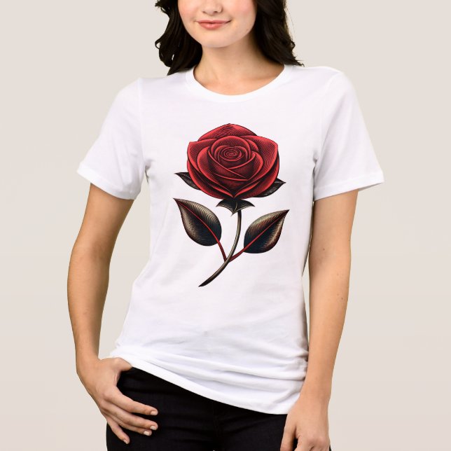 red rose Tri-Blend shirt (Front)