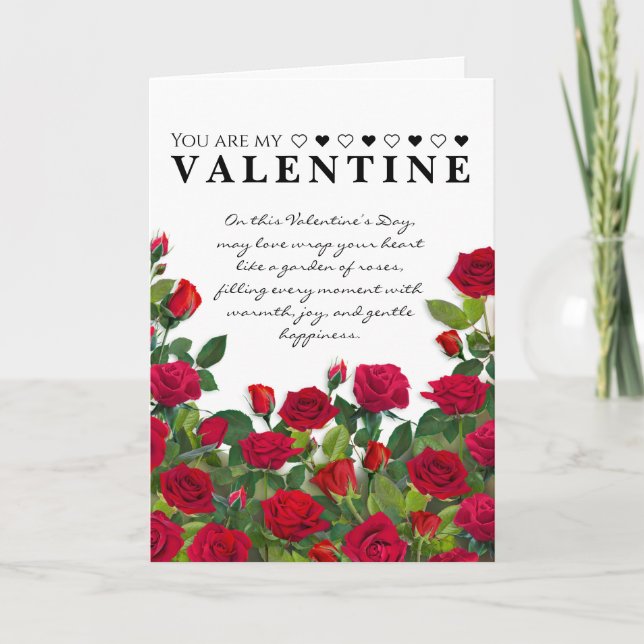 Red Rose Valentine Greeting Card (Front)