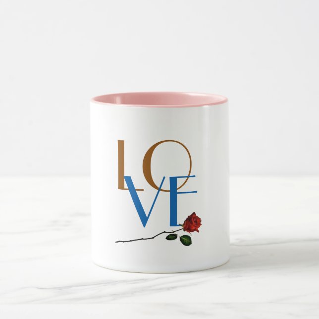 Red Rose Valentine Mug - Cute Love Coffee Gift (Center)