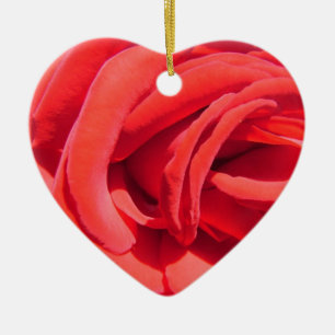 Red rose valentine ornament. ceramic tree decoration