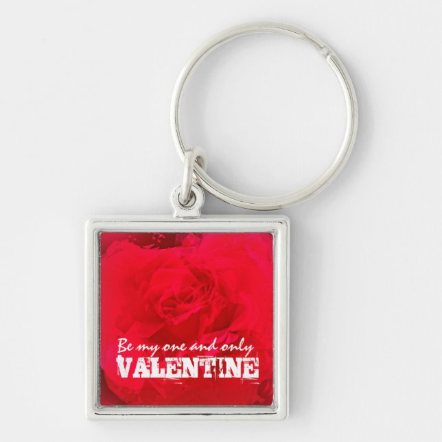Red Rose Valentine's Day Button Keychain (Front)