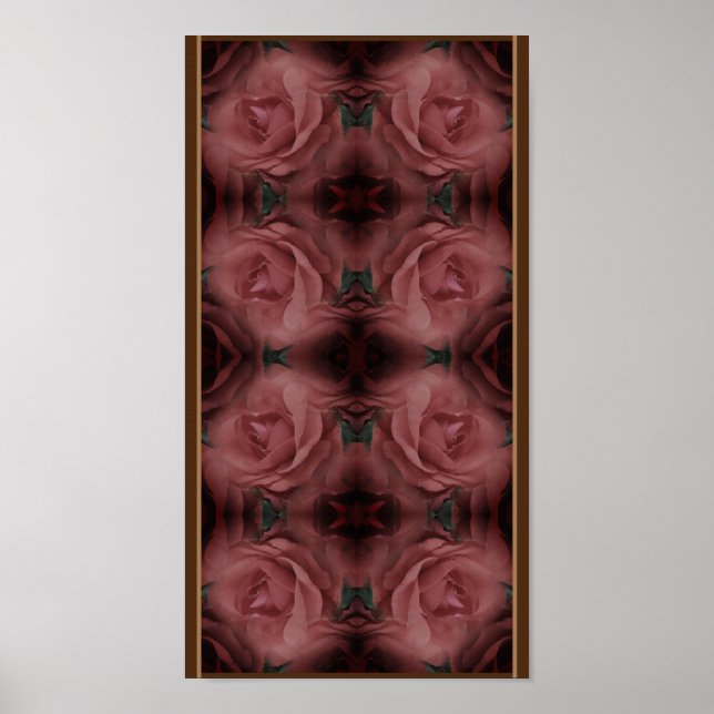 Red Rose Vintage Abstract Pattern  Poster (Front)