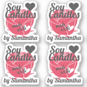 Red Rose Vintage Colour Made with Heart Soy Candle