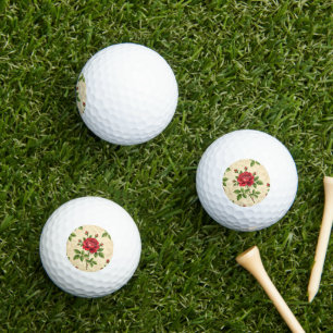 Red rose vintage pattern golf balls