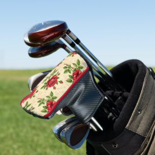 Red rose vintage pattern golf head cover