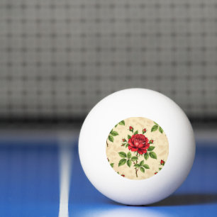 Red rose vintage pattern ping pong ball