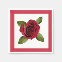 Red Rose w/Border Paper Napkin