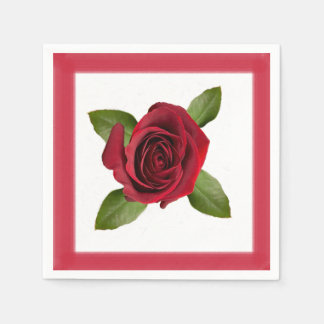 Red Rose w/Border Paper Napkin