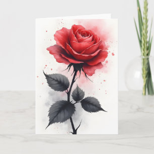 Red Rose - Watercolor flowers Card