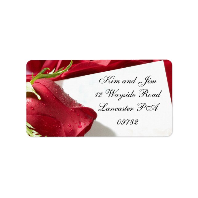 red rose wedding address label (Front)