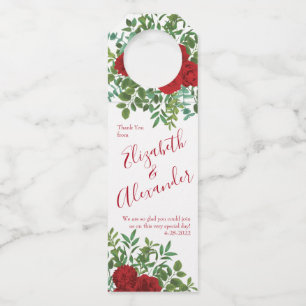 Red Rose Wedding Bottle Tag