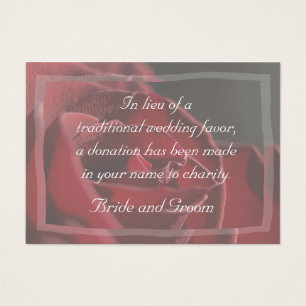 Red Rose Wedding Charity Favour Card