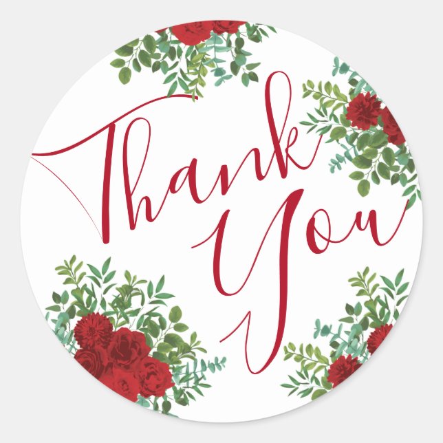 Red Rose Wedding Classic Round Sticker (Front)