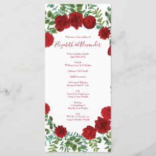 Red Rose Wedding Elegant Classic Menu