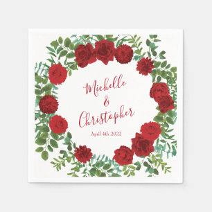 Red Rose Wedding Elegant Classic Napkin