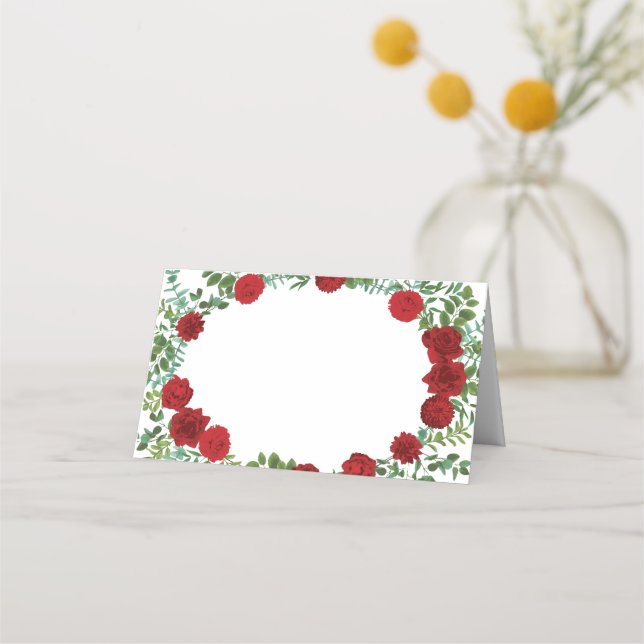 Red Rose Wedding Elegant Classic Place Card (Front)
