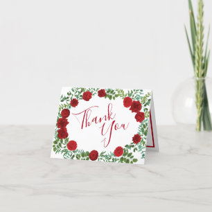 Red Rose Wedding Elegant Classic Thank You Card