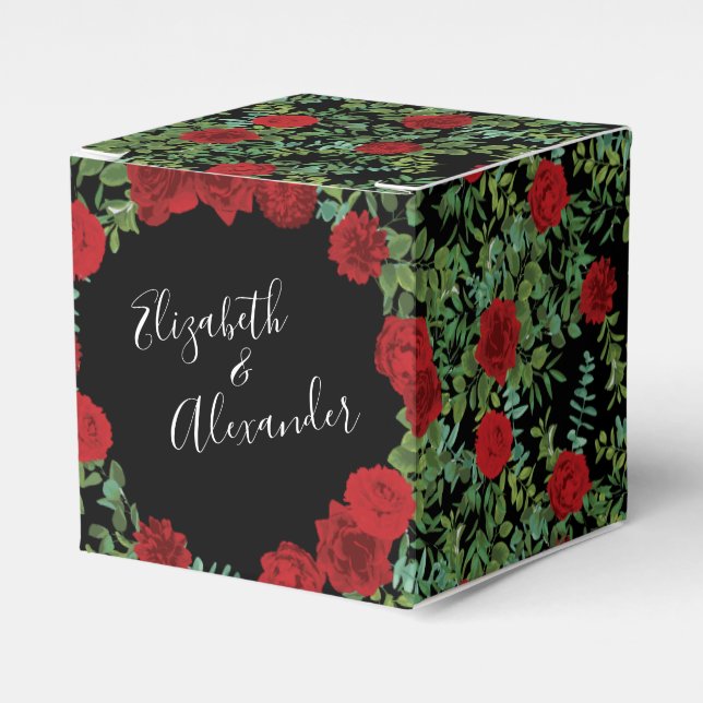 Red Rose Wedding Favour Box (Front Side)