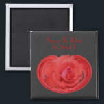 Red Rose Wedding Favour Magnet<br><div class="desc">Lovely red rose in full bloom with lingering raindrops on a black background save the date wedding announcement favour refrigerator magnet. Fill in your information in the template. Make more changes to text and font size, style, and colour by clicking on Customise. If you have any questions or requests, please...</div>
