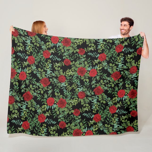 Red Rose Wedding Fleece Blanket (In Situ)