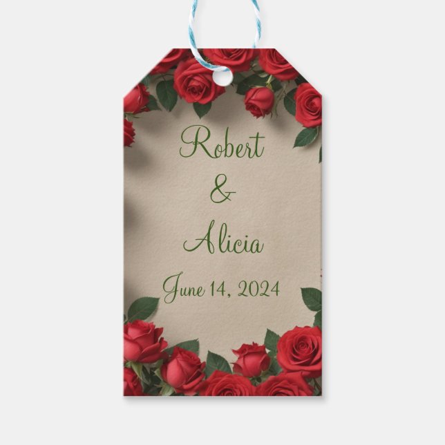 Red Rose Wedding Gift Tags (Front)