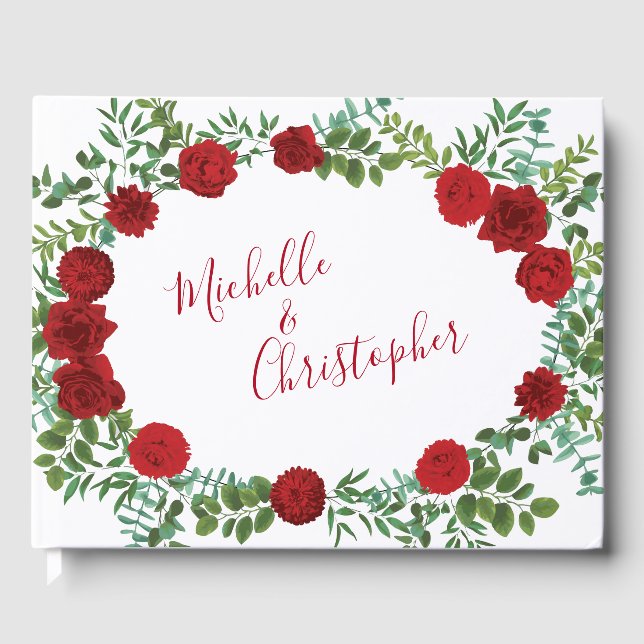 Red Rose Wedding Guest Book (Front)