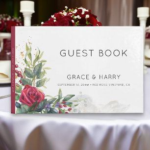 Red Rose Wedding Guest Book