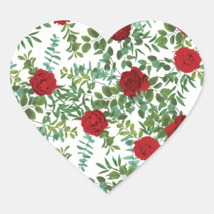 Red Rose Wedding Heart Sticker