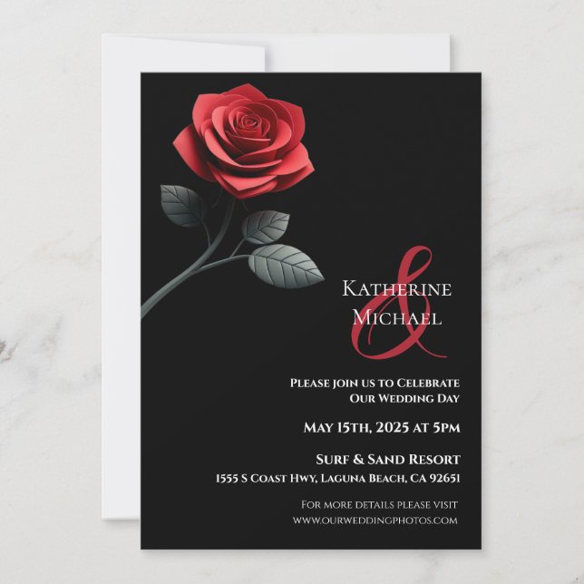 Red Rose Wedding Invitation (Front)