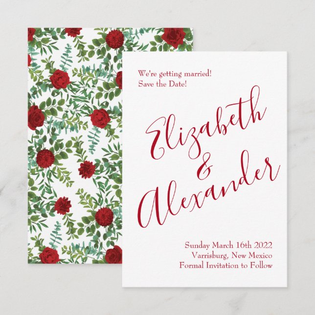Red Rose Wedding Invitation (Front/Back)