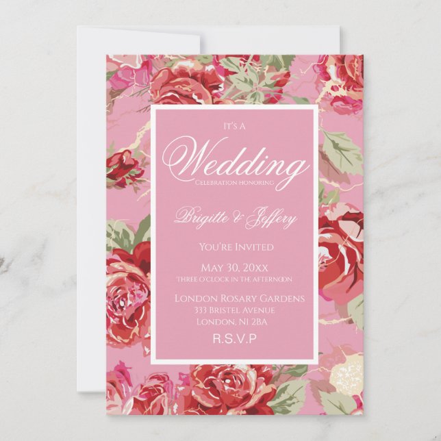 Red rose wedding invitation (Front)