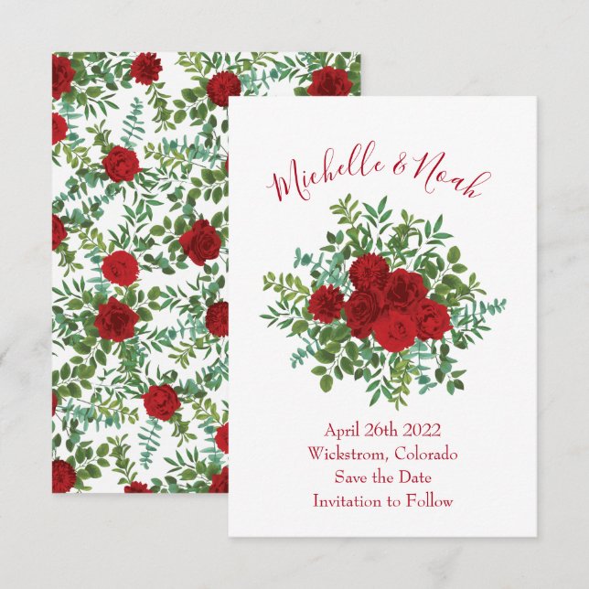 Red Rose Wedding Invitation (Front/Back)