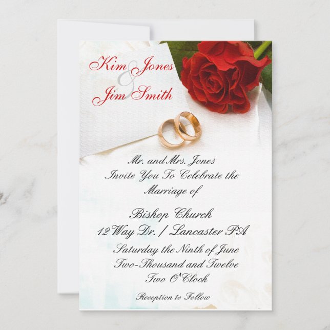 red rose wedding invitations (Front)