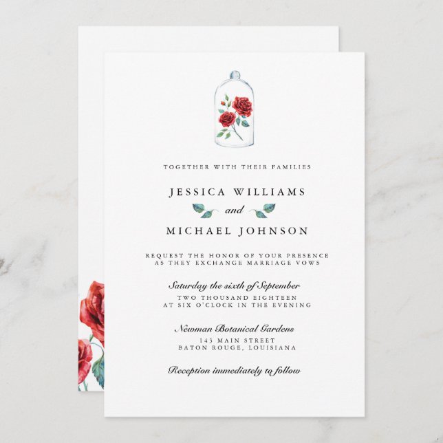 Red Rose Wedding Invitations (Front/Back)