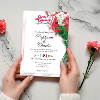Red Rose Wedding Invite - Red Letters 2