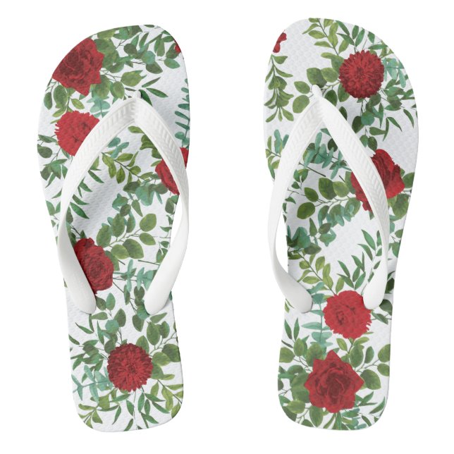 Red Rose Wedding Jandals (Footbed)