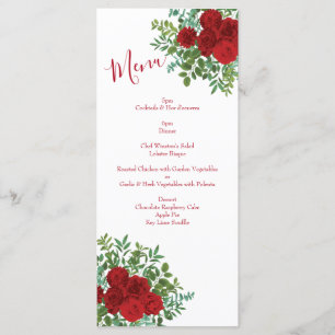 Red Rose Wedding Menu