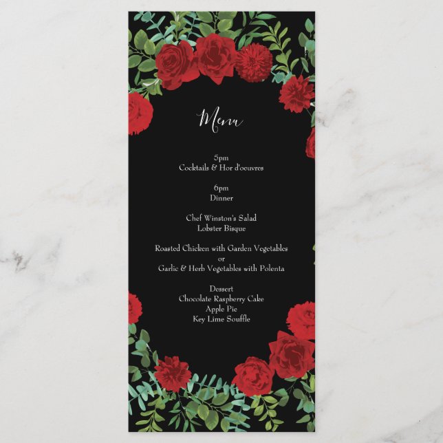 Red Rose Wedding Menu (Front)