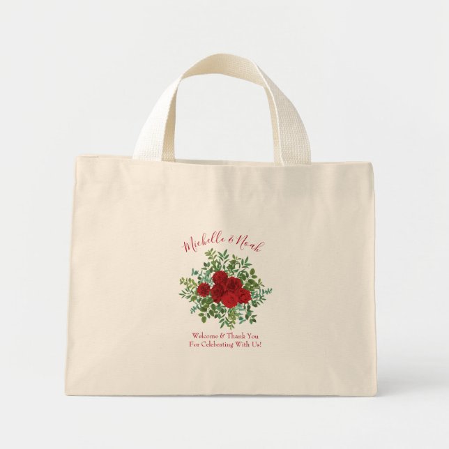 Red Rose Wedding Mini Tote Bag (Front)