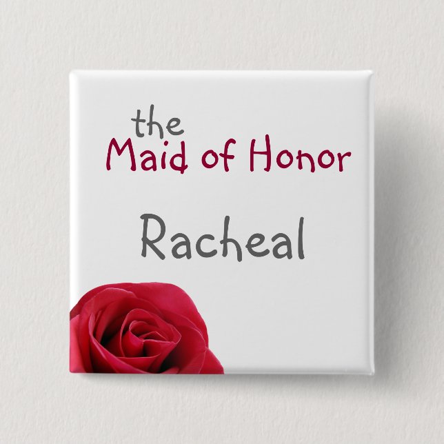 Red Rose Wedding Party Buttons (Front)