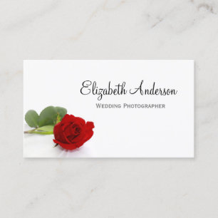 Red Rose Wedding Photographer Business Card
