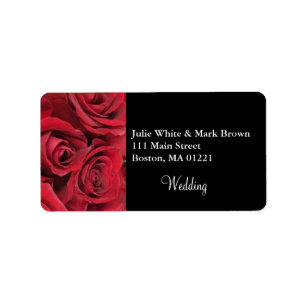 Red Rose Wedding Return Address Label
