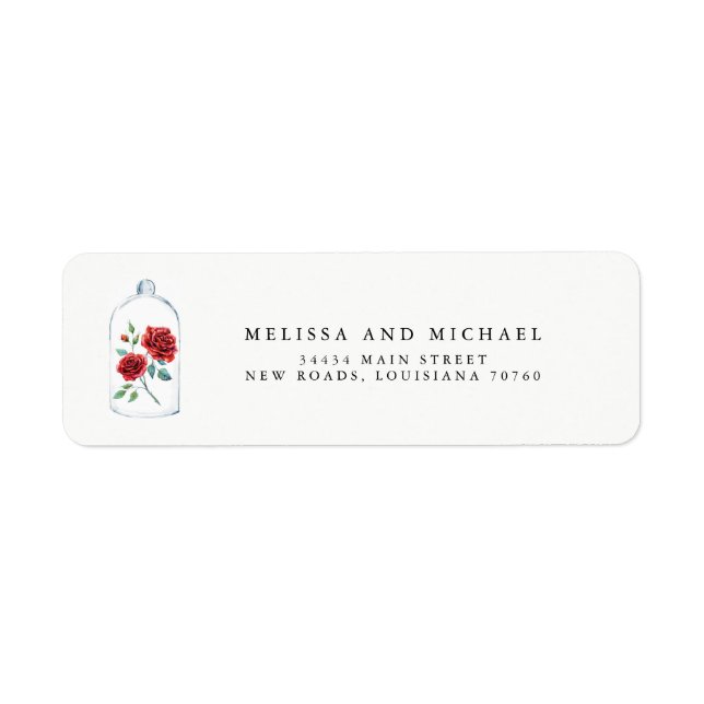 Red Rose Wedding Return Address Labels (Front)