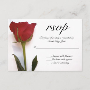 Red rose wedding RSVP Card