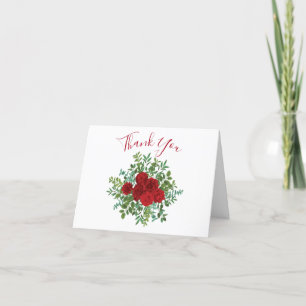 Red Rose Wedding Thank You Card