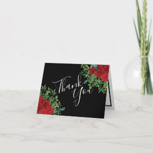 Red Rose Wedding Thank You Card