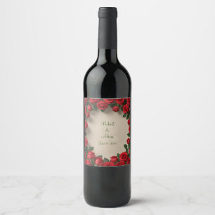 Red Rose Wedding Wine Label