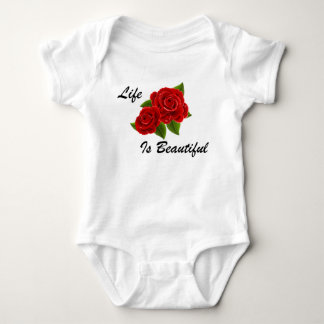 Red Rose White Baby Bodysuit