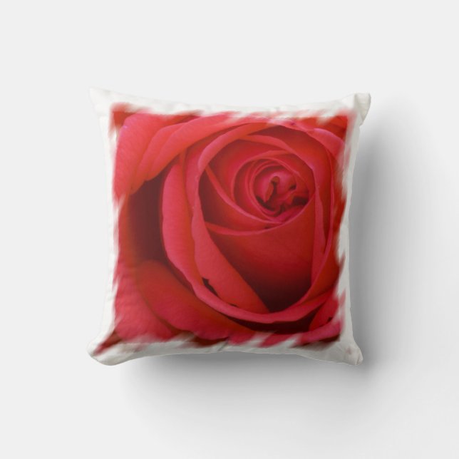 Red Rose White Border Cushion (Front)